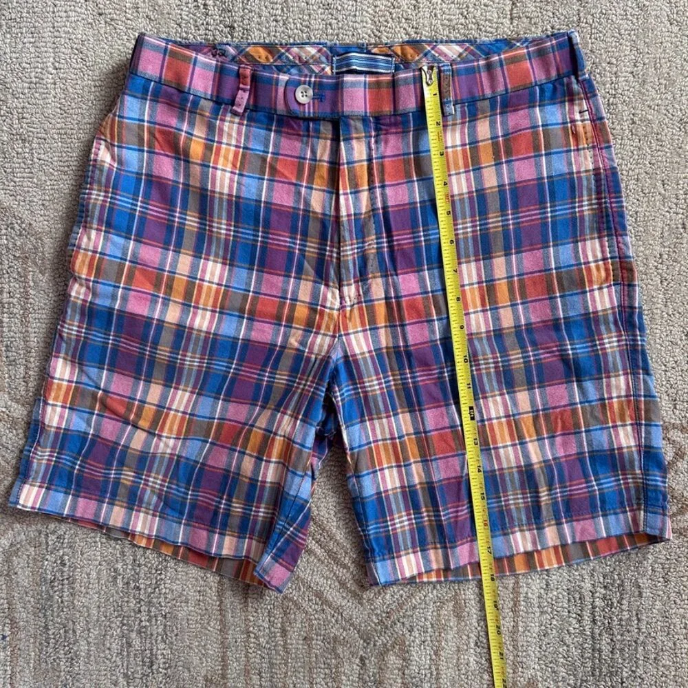 Peter Millar Plaid Cotton Shorts Preppy Golf Club Summer Men 32